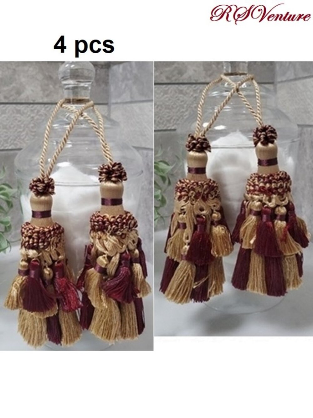 4 Curtain, Accent, Decorative Key Tassel
